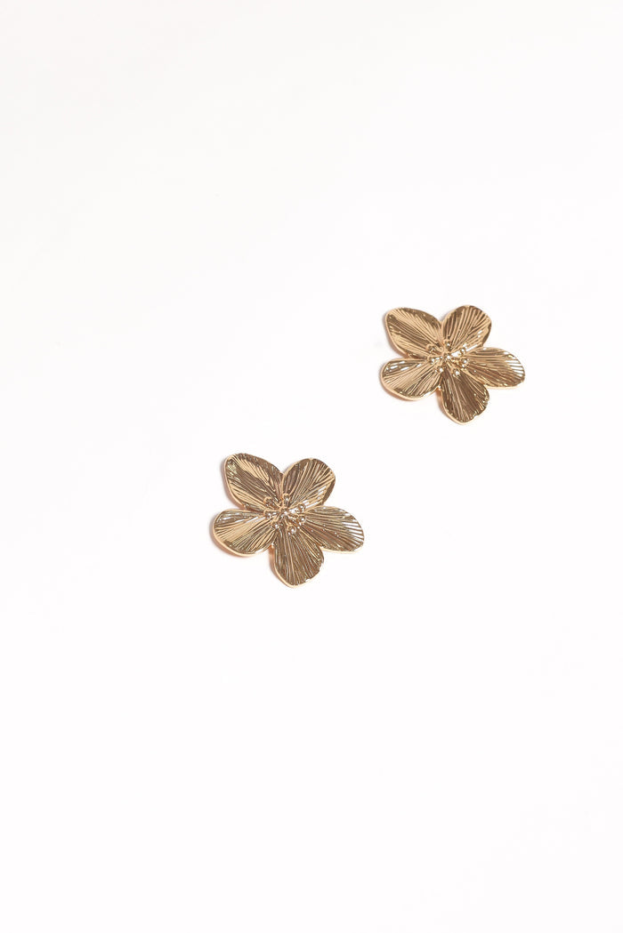 Petal and Pup USA ACCESSORIES Adriana Flower Earrings - Gold One Size