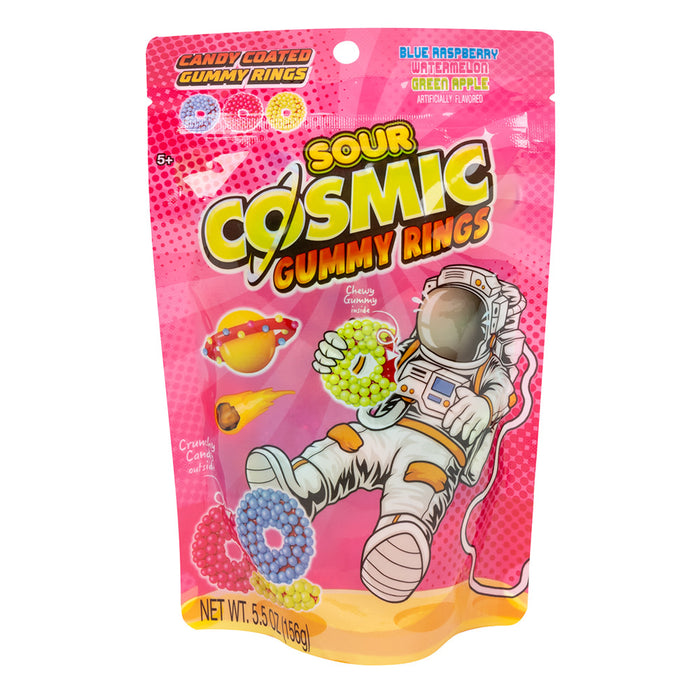 Hilco Cosmic Rings Sour Candy Coated Gummy Rings Peg Bag - 8 Count