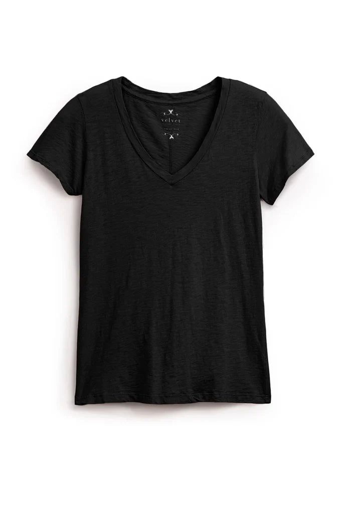 Lilith Cotton Slub V-Neck Tee T-Shirts Velvet by Graham & Spencer