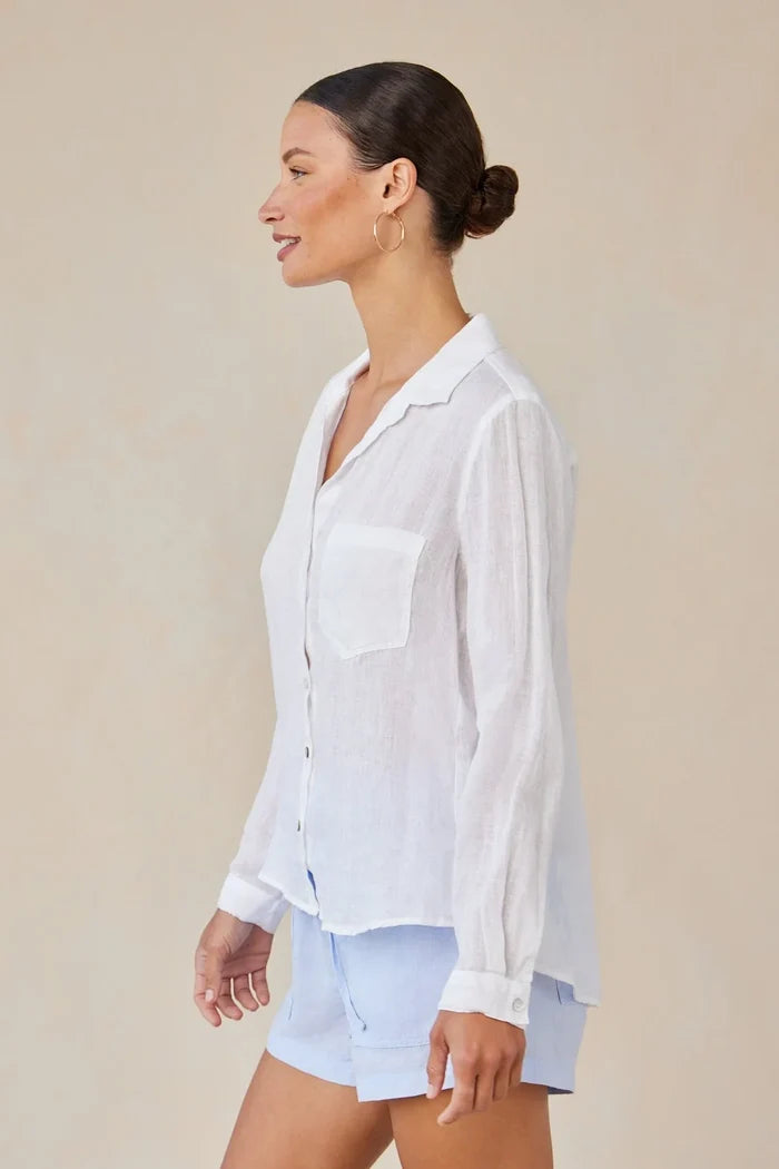Linen Pocket Button Down Tops Bella Dahl