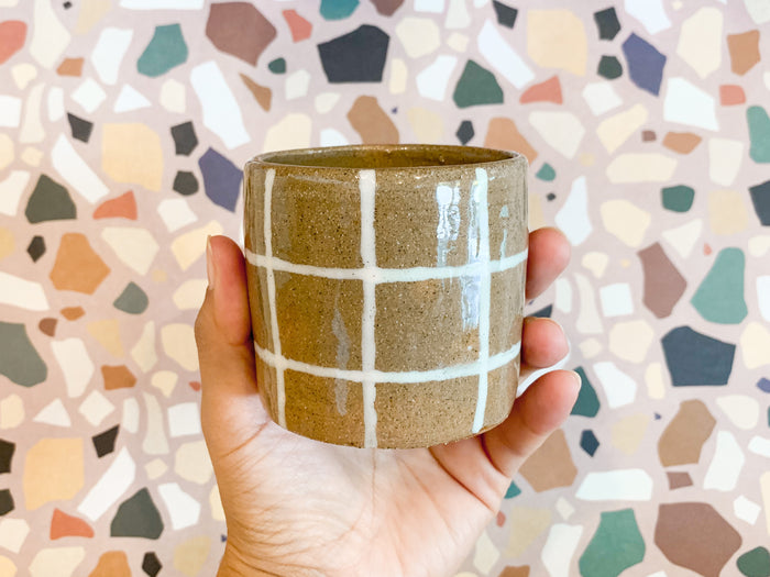 Nightshift Ceramics White Grid Planter