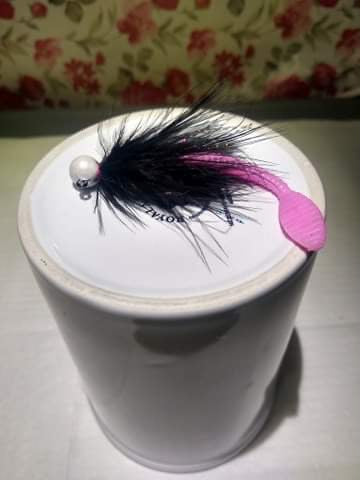 White Pearl/ Black Worm Steelhead Jigs