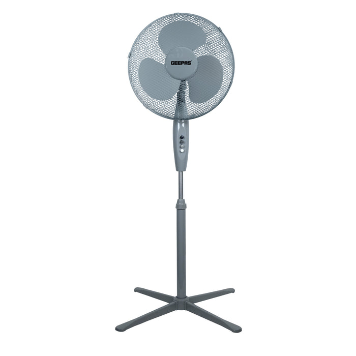 16-Inch Grey Three-Speed Oscillating Pedestal Fan