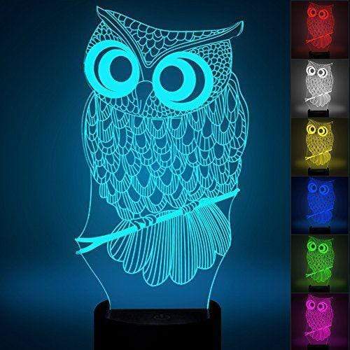 Gadget Gerbil 3D LED Owl Lamp Night Light (7 Colors)