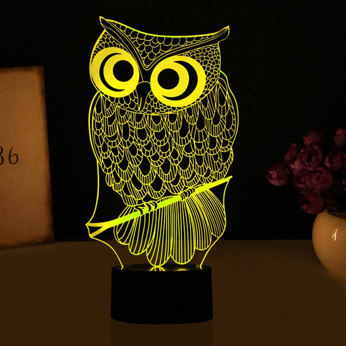 Gadget Gerbil 3D LED Owl Lamp Night Light (7 Colors)