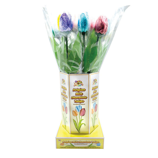 Albert's Candies Tulip Foiled Milk Chocolate Candy In Display Vase - 18 Count