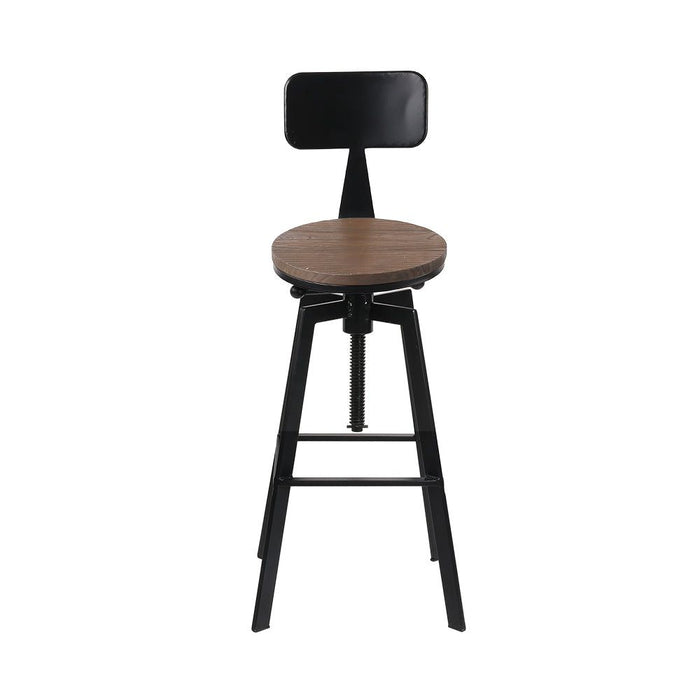Artiss Bar Stools Adjustable Wood Stool w/Backrest -Home Living Store - -