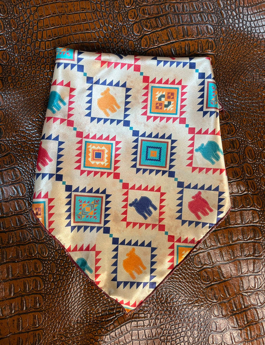 Aztec Steer, red and teal