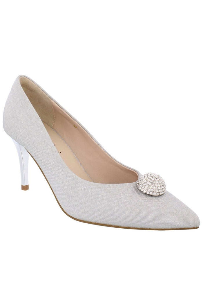 Capollini C148 Renee Silver Sparkle Pom Pom Shoes - Dotique