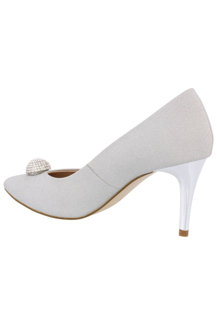 Capollini C148 Renee Silver Sparkle Pom Pom Shoes - Dotique