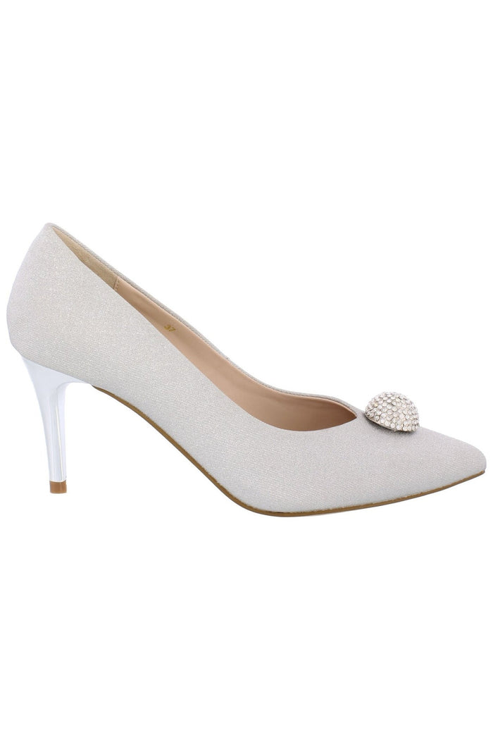 Capollini C148 Renee Silver Sparkle Pom Pom Shoes - Dotique