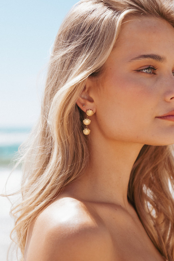 Petal and Pup USA ACCESSORIES Coral Earrings - Gold One Size