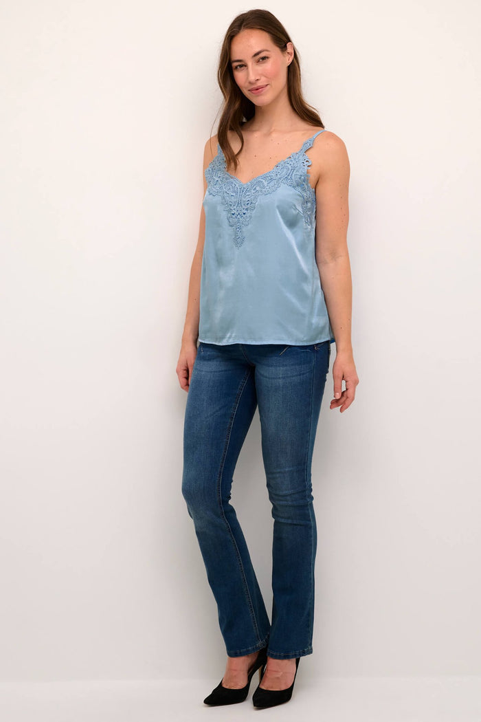 Cream CRAnna Lace Vest Top - Dotique - Cream