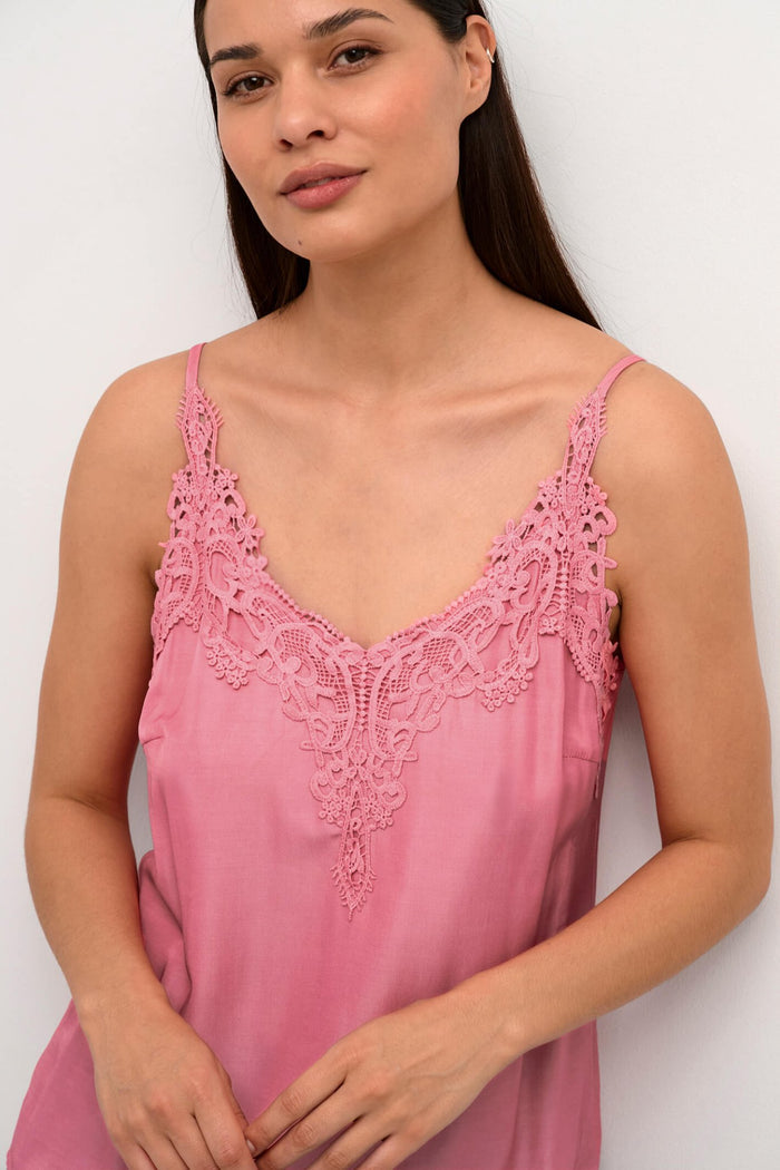 Cream CRAnna Lace Vest Top - Dotique - Cream