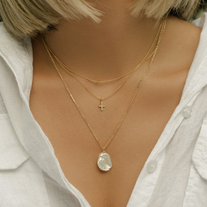 Leah alexandra dainty cross necklace gold