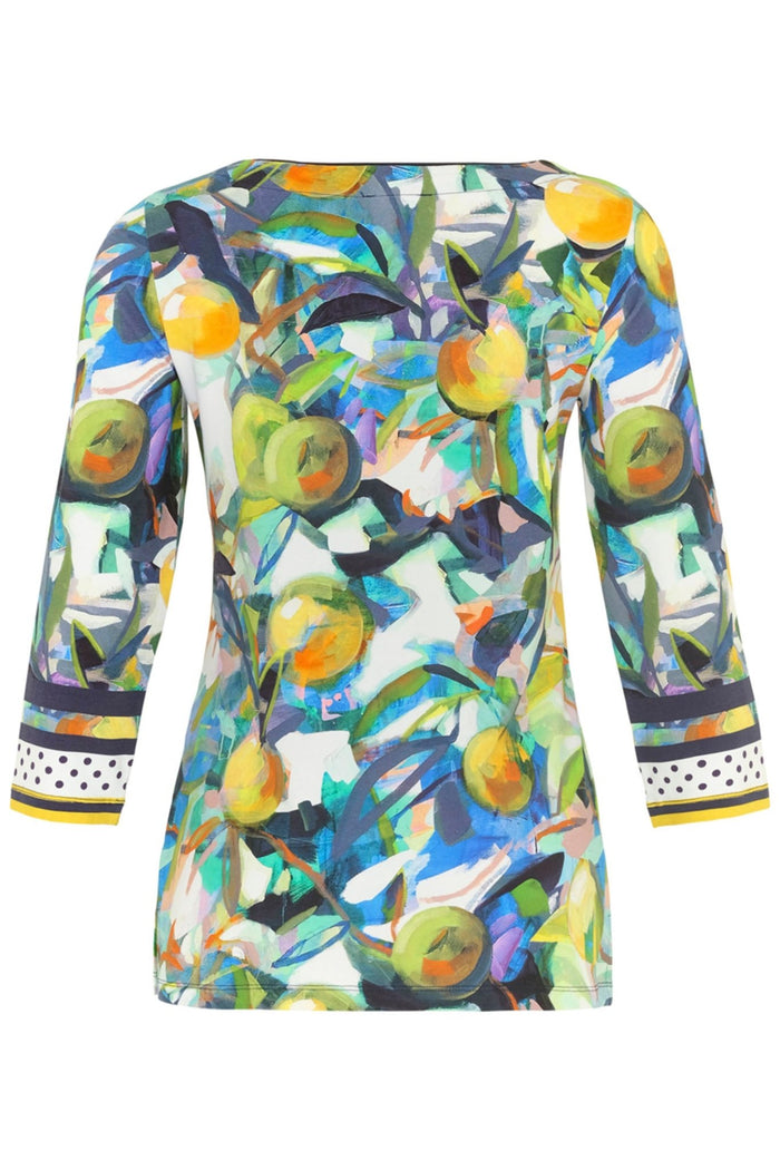 Dolcezza 24641 Orangerie 4 Navy Green Print Top - Dotique Chesterfield