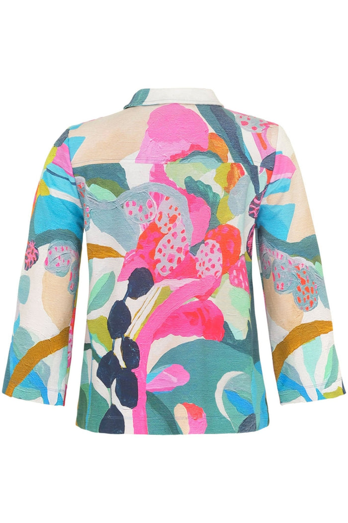 Dolcezza 24678 Rumba Pink Print Three Button Jacket - Dotique Chesterfield