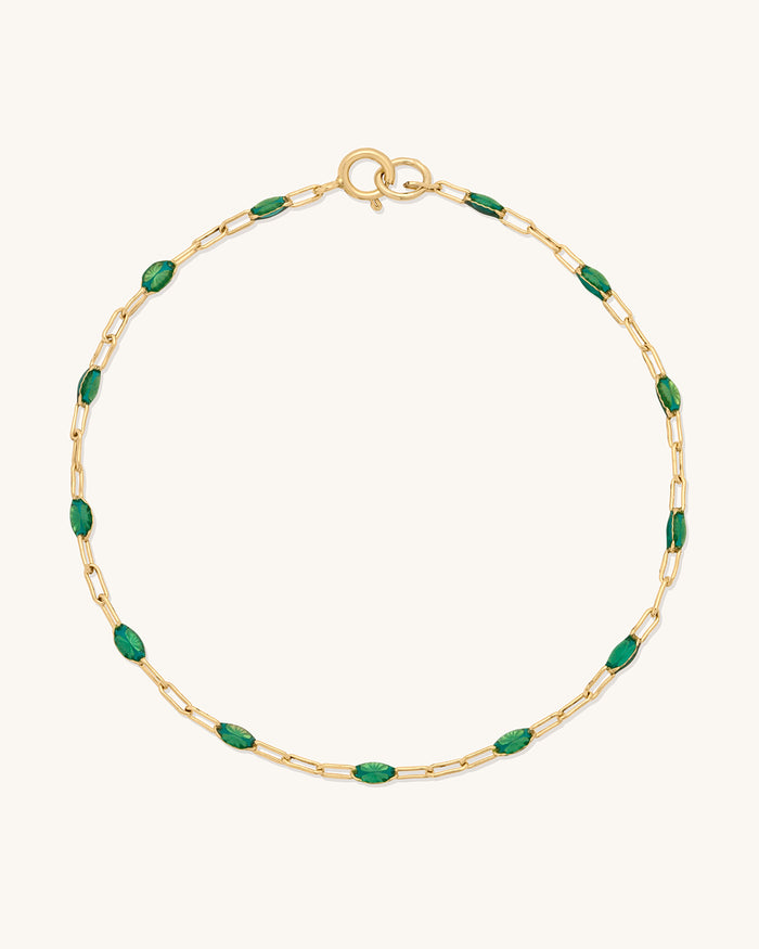 Emerald Gem Drop Chain Anklet