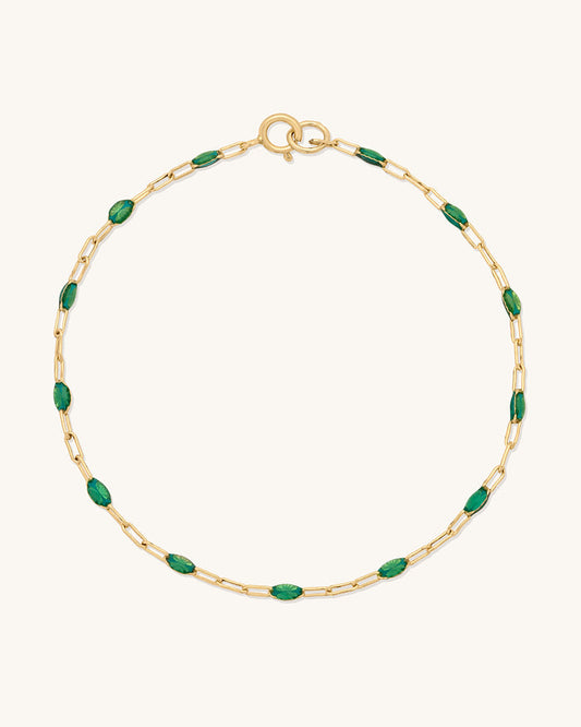 Emerald Gem Drop Chain Anklet