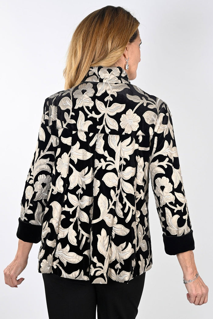 Frank Lyman 239386 Black Applique High Neck Jacket - Dotique