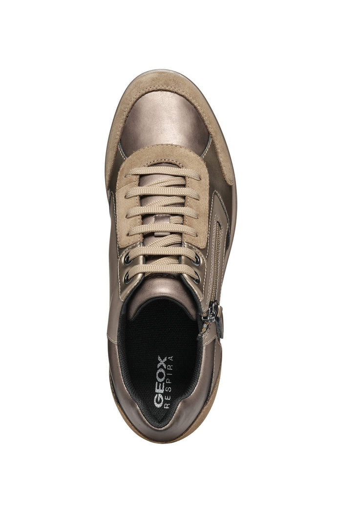 Geox D36RAC Ilde Dark Taupe Metallic Wedge Trainer - Dotique