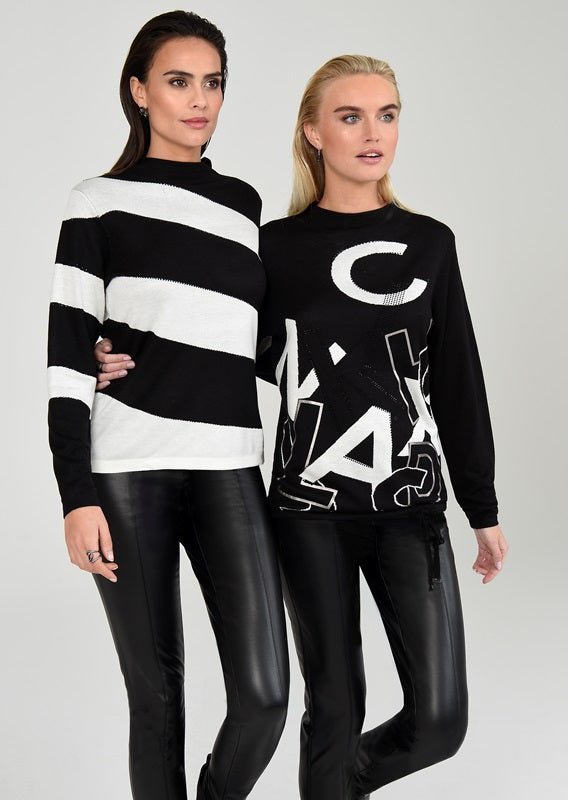 I’Cona  64110 60002 90 Black and White Pullover Dotique life