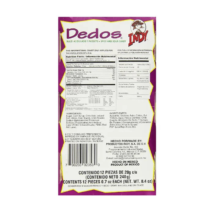 Indy Dedos 12 ct - Wholesale Mexican Grocery Supplies at Mexmax INC