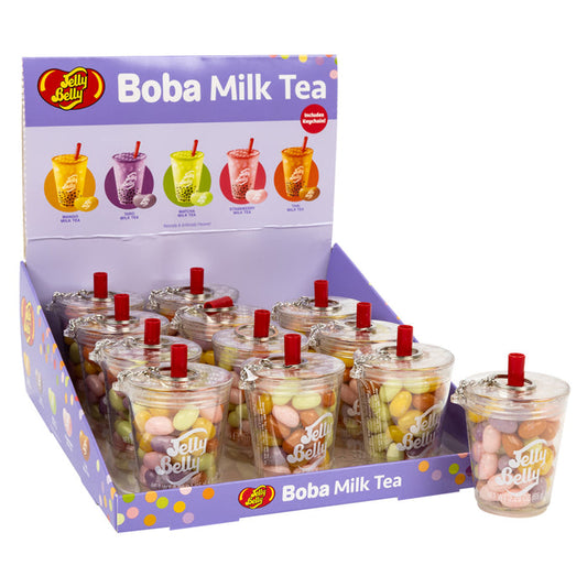 Jelly Belly Boba Milk Tea Mix Mini Cup Keychain Candy - 24 Count