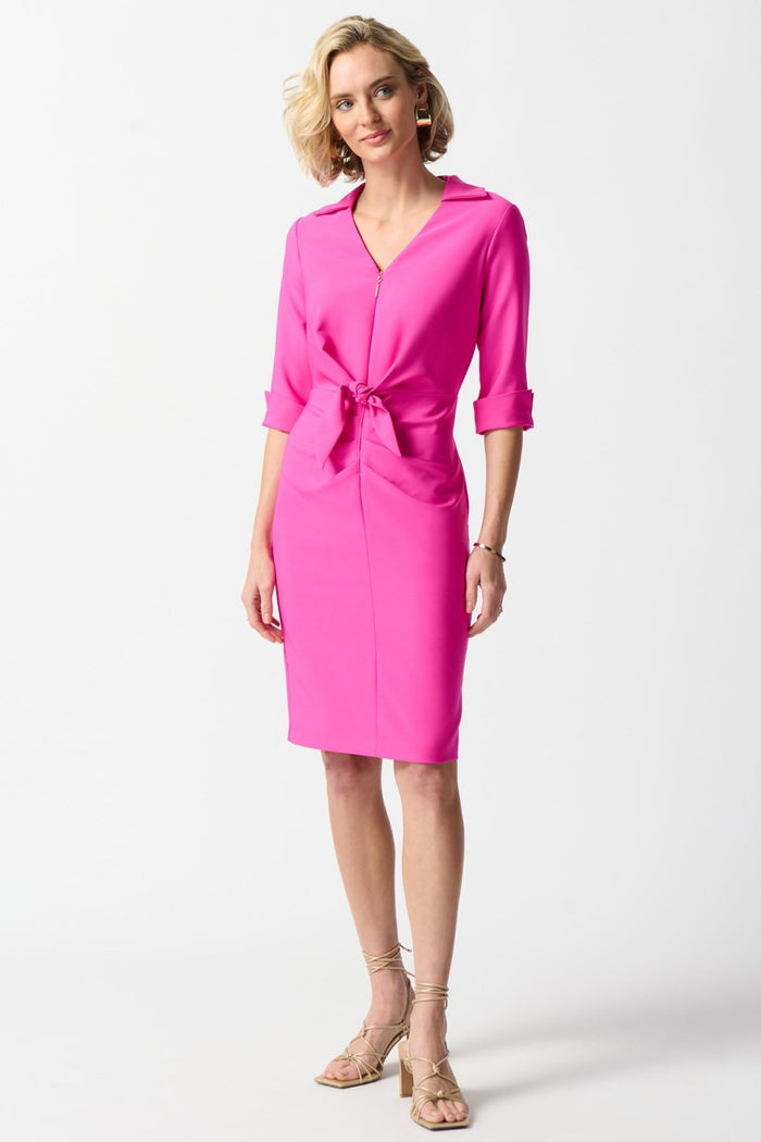 Joseph Ribkoff 242011 Ultra Pink Lux Twill Sheath Dress - Dotique