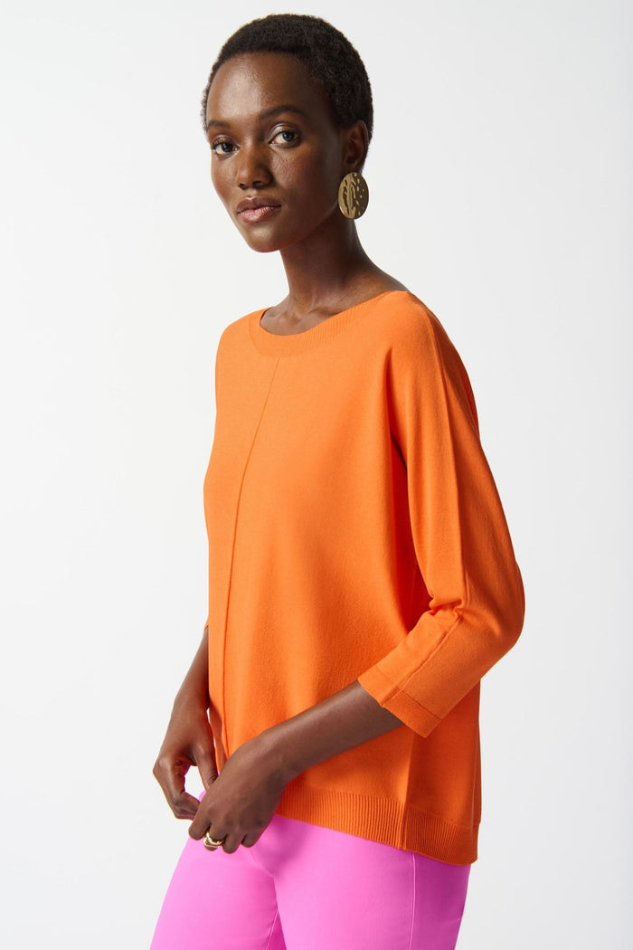 Joseph Ribkoff 242905 Mandarin Orange Wide Neck Soft Knit Jumper - Dotique
