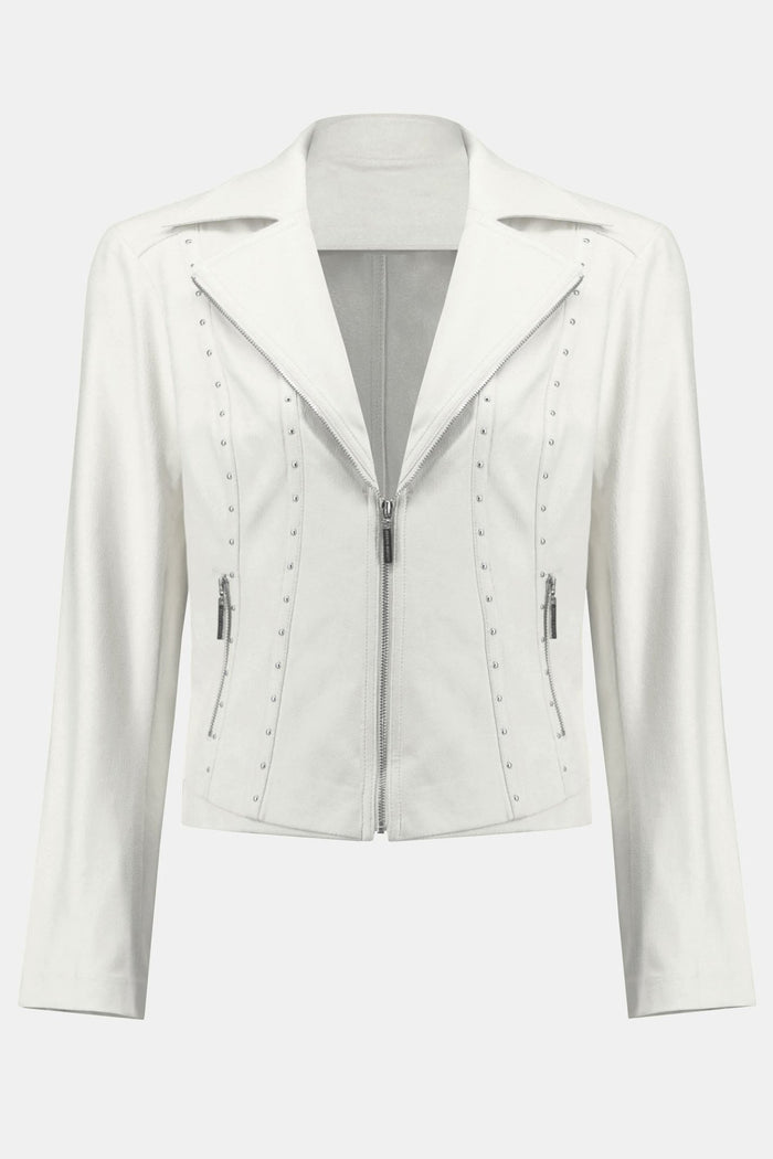 Joseph Ribkoff 242908 Vanilla Fitted Zip Front Stud Jacket - Dotique