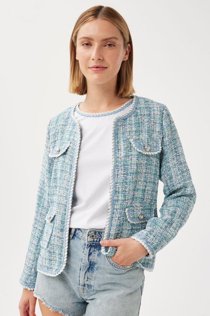 Leo & Ugo Coco JE628 Sky Blue Tweed Jacket - Dotique