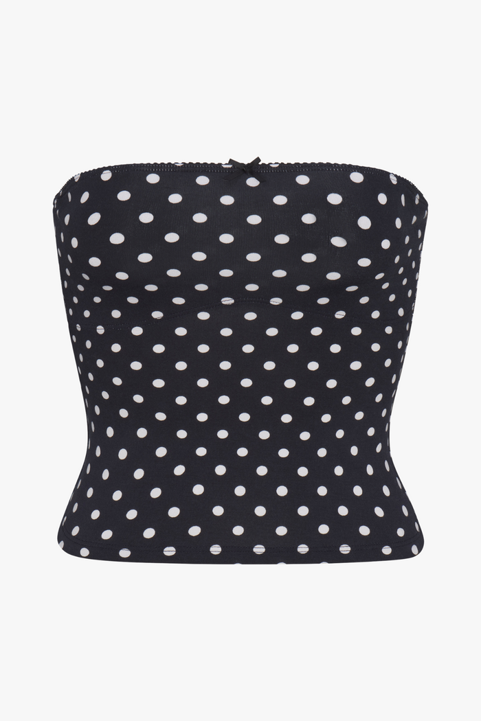 LINED CONTOUR TUBE TOP IN DOMINO DOT