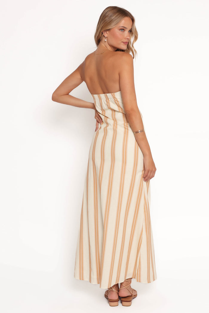Petal and Pup USA DRESSES Luisa Midi Dress - Brown Stripe