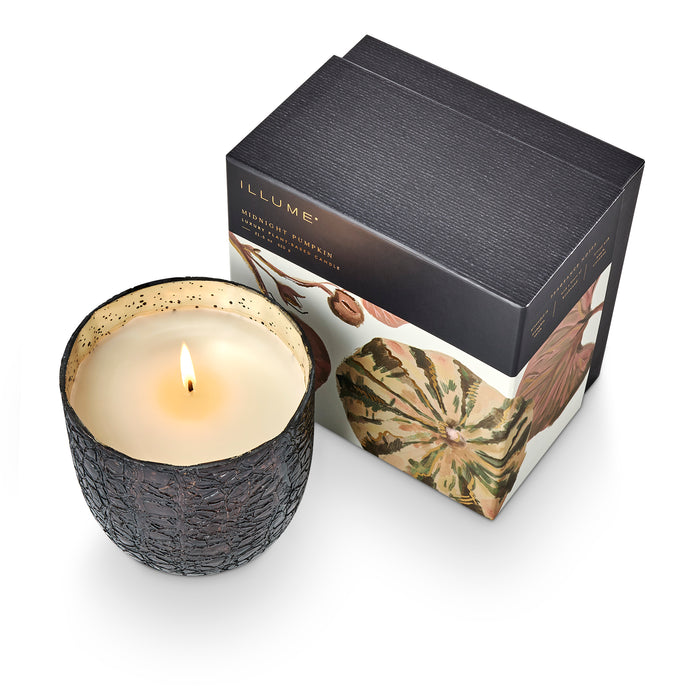 Midnight Pumpkin Large Boxed Crackle Glass Candle
