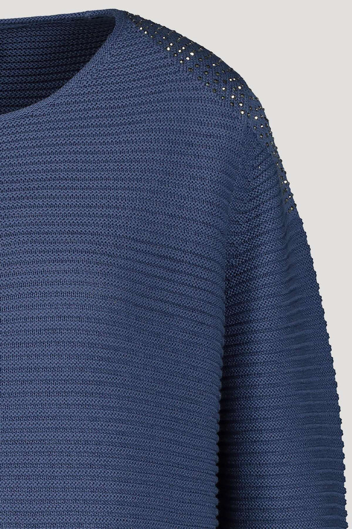 Monari 406129 Blue soft Cotton Sweater - Dotique - Monari