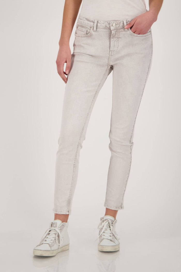 Monari 406230 Cashew Jeans with Rhinestones - Dotique