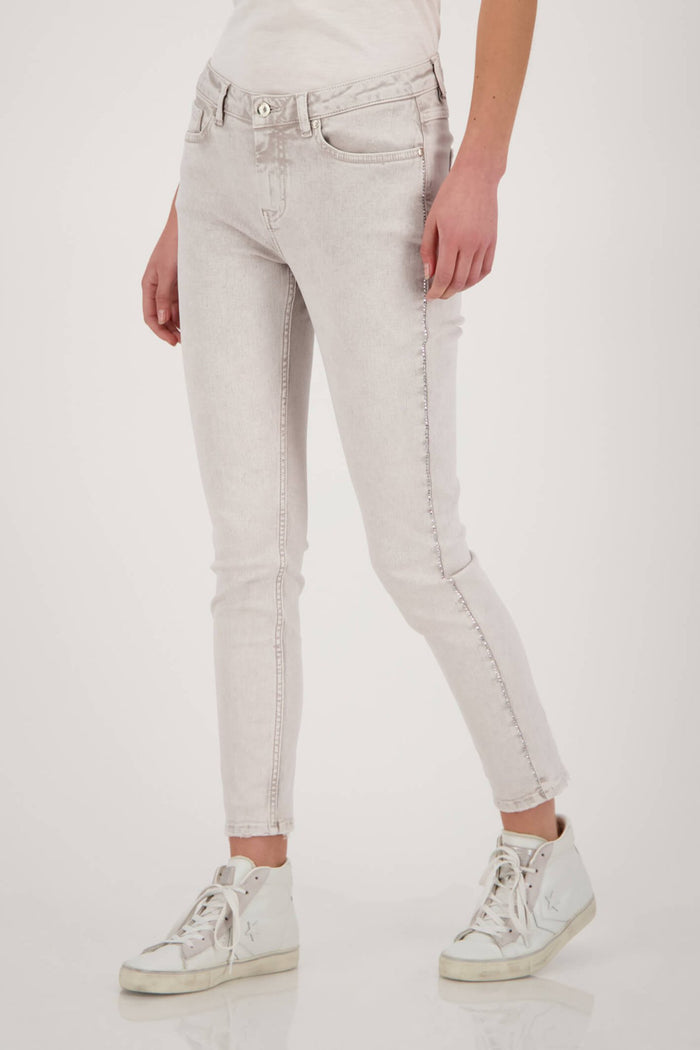 Monari 406230 Cashew Jeans with Rhinestones - Dotique