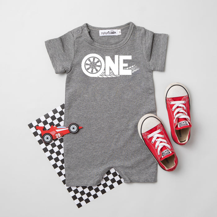 "ONE Tire Tracks" Racecar Themed 1st Birthday Slim Fit Shorts