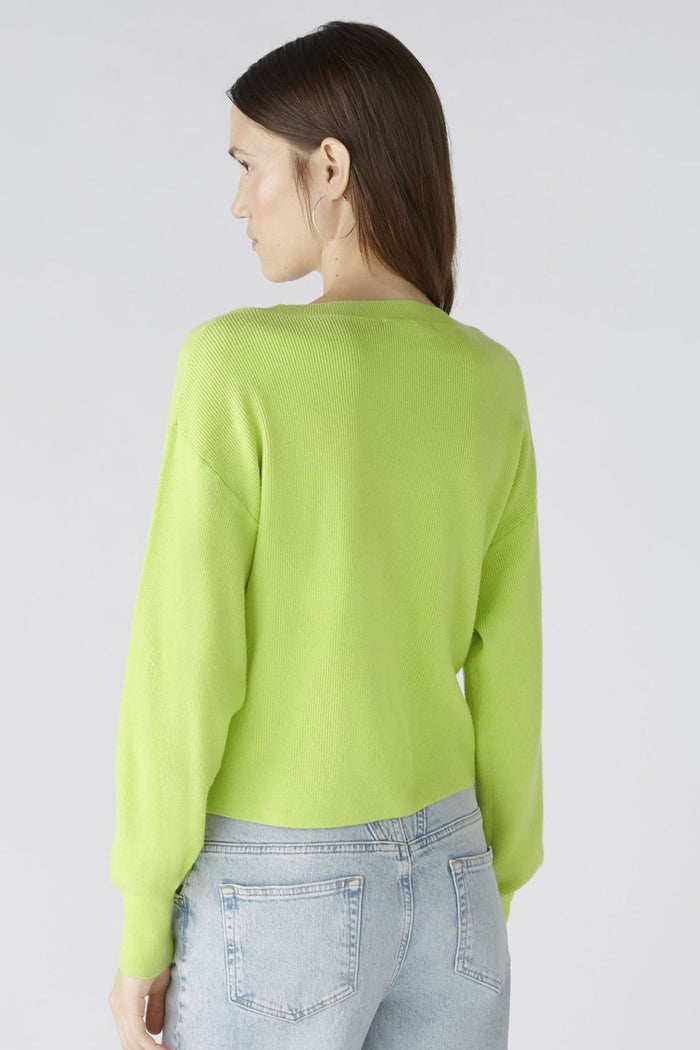 Oui 86645 Tender Shoots Green Knotted Front Jumper - Dotique