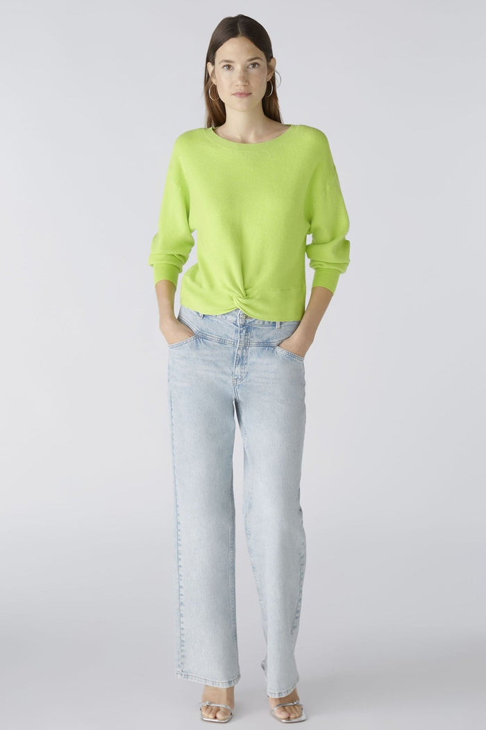 Oui 86645 Tender Shoots Green Knotted Front Jumper - Dotique