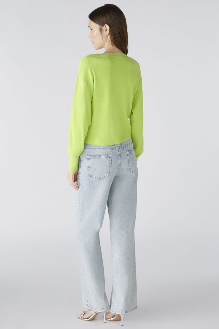 Oui 86645 Tender Shoots Green Knotted Front Jumper - Dotique