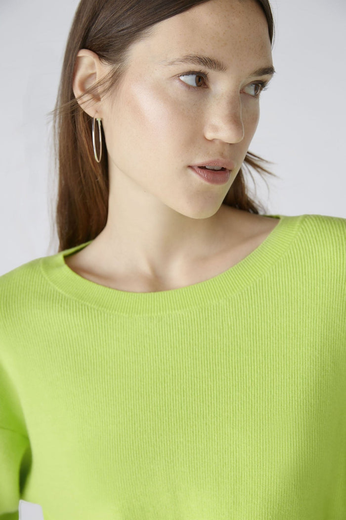 Oui 86645 Tender Shoots Green Knotted Front Jumper - Dotique