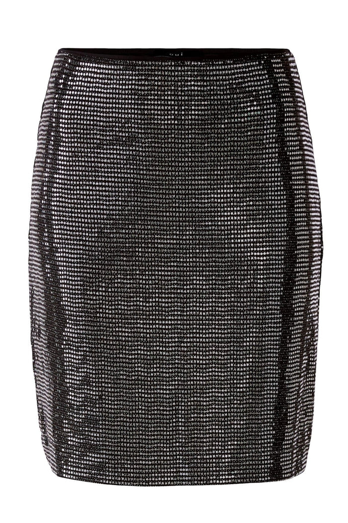 Oui 79695 Rock Black Metallic Shimmer Skirt - Dotique Chesterfield