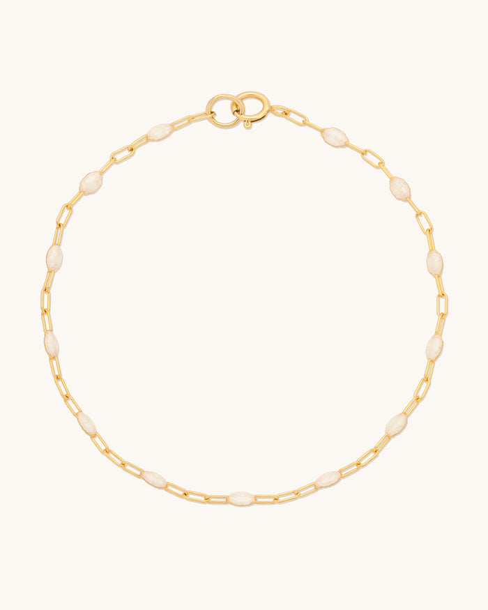 Pearlescent Gem Drop Chain Anklet