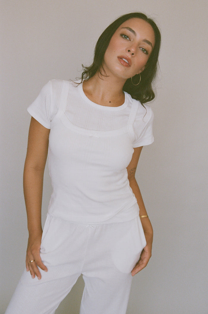 PERFECT T-SHIRT IN SWAN POINTELLE