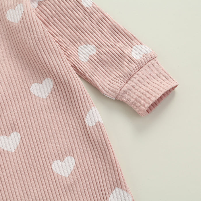 POLKA HEART Ribbed Jumpsuit with Headband