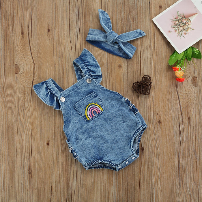 RAINBOW Denim Ruffle Romper