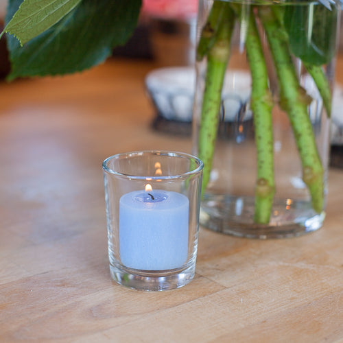 richland votive candles unscented light blue 10 hour set of 12