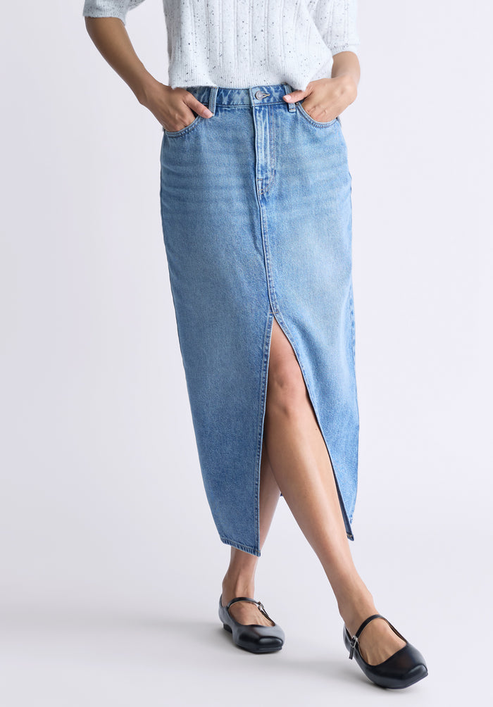 Buffalo Skirts Navy Denim Skirts Rigid High Rise